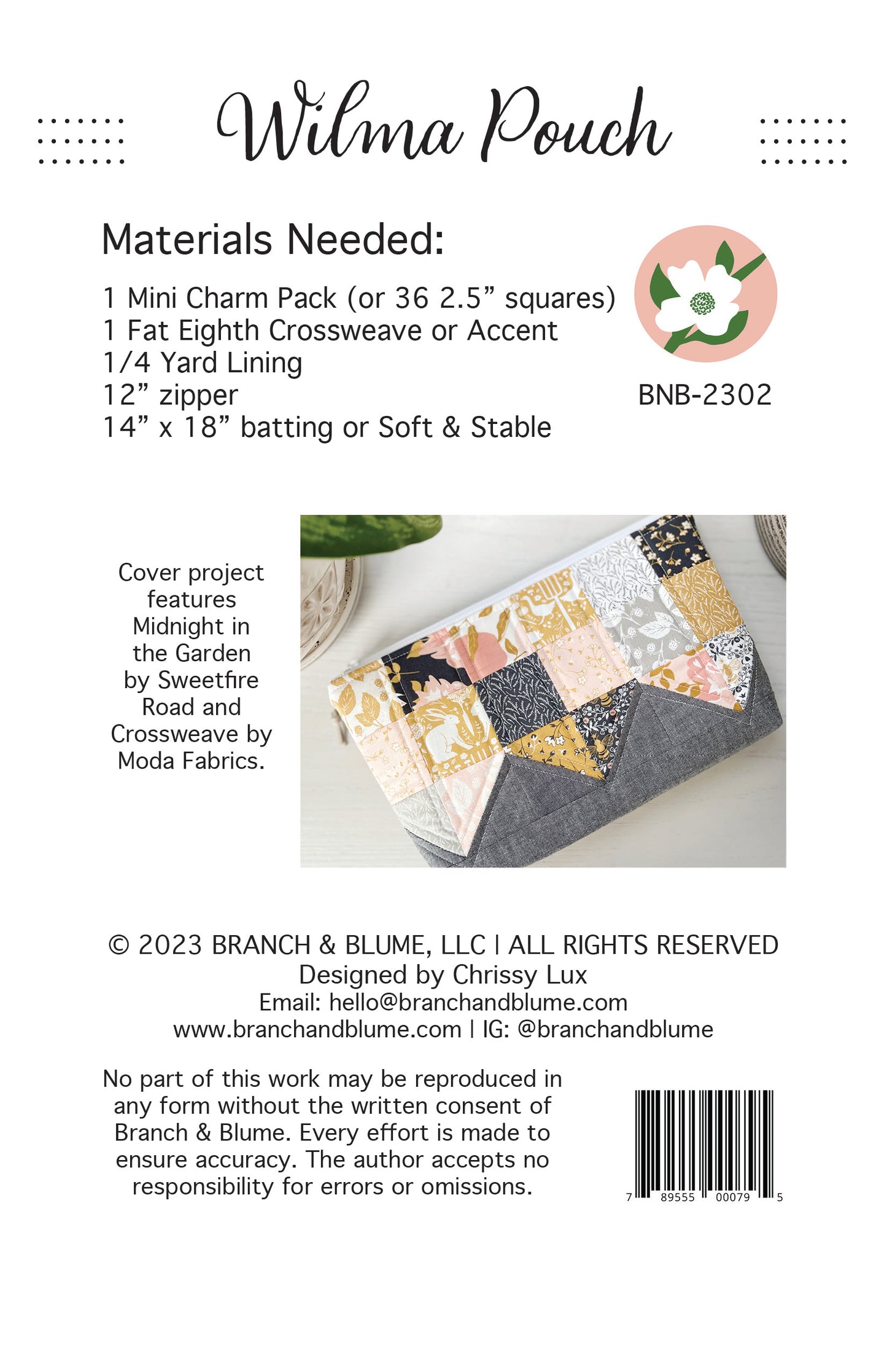 Wilma Pouch Pattern - PDF