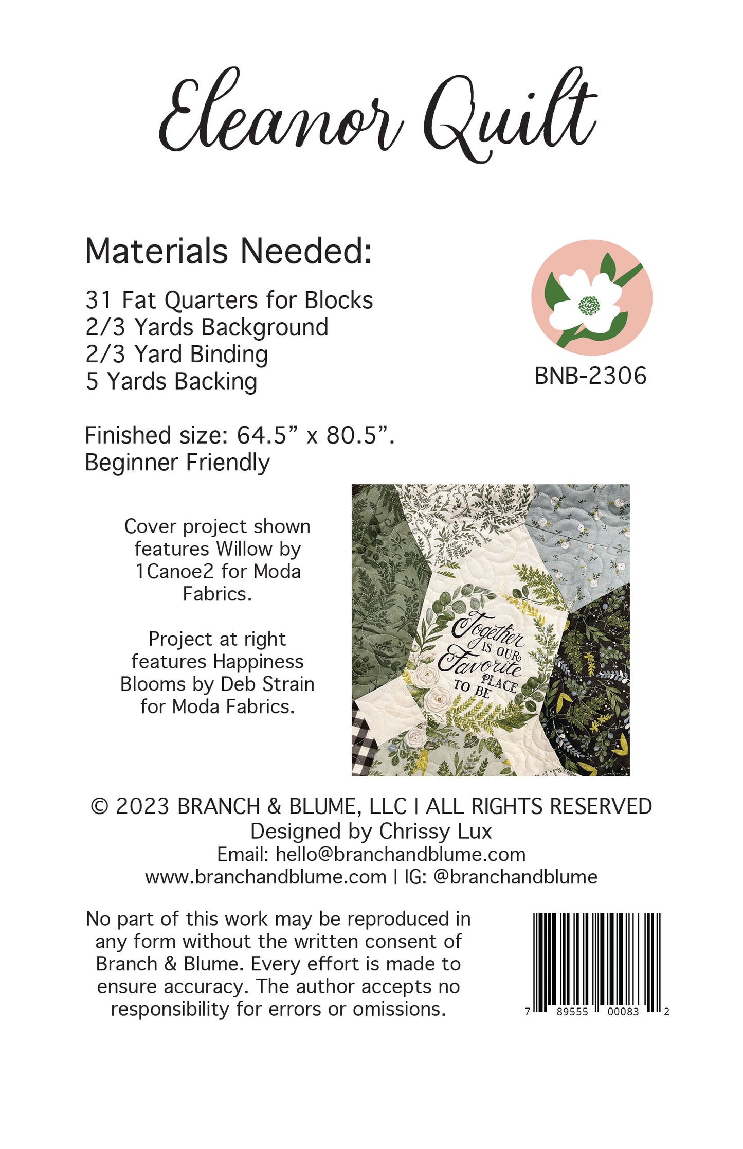 Eleanor Quilt Pattern - PDF