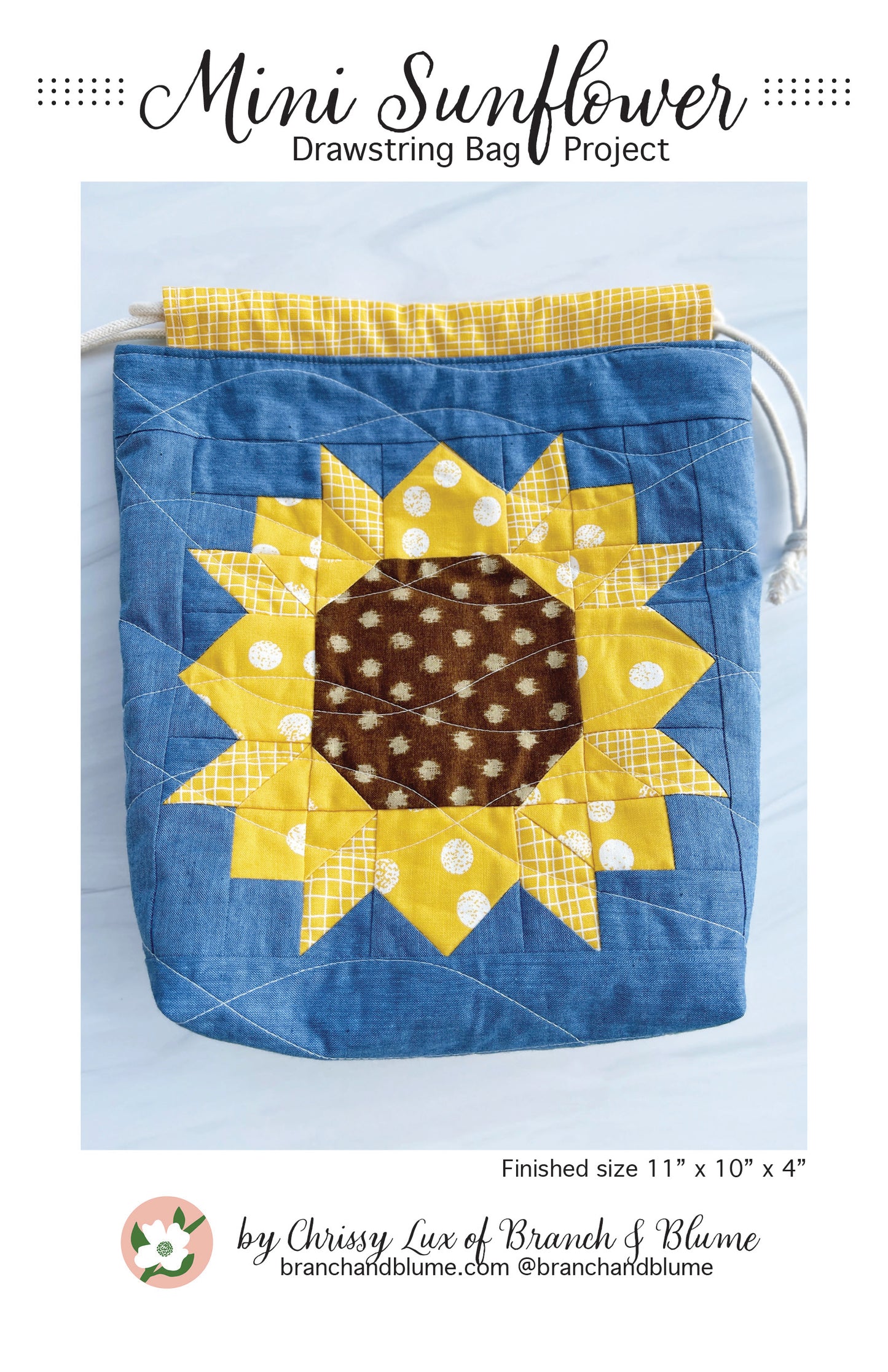 Mini Sunflower Drawstring Bag Pattern - PDF
