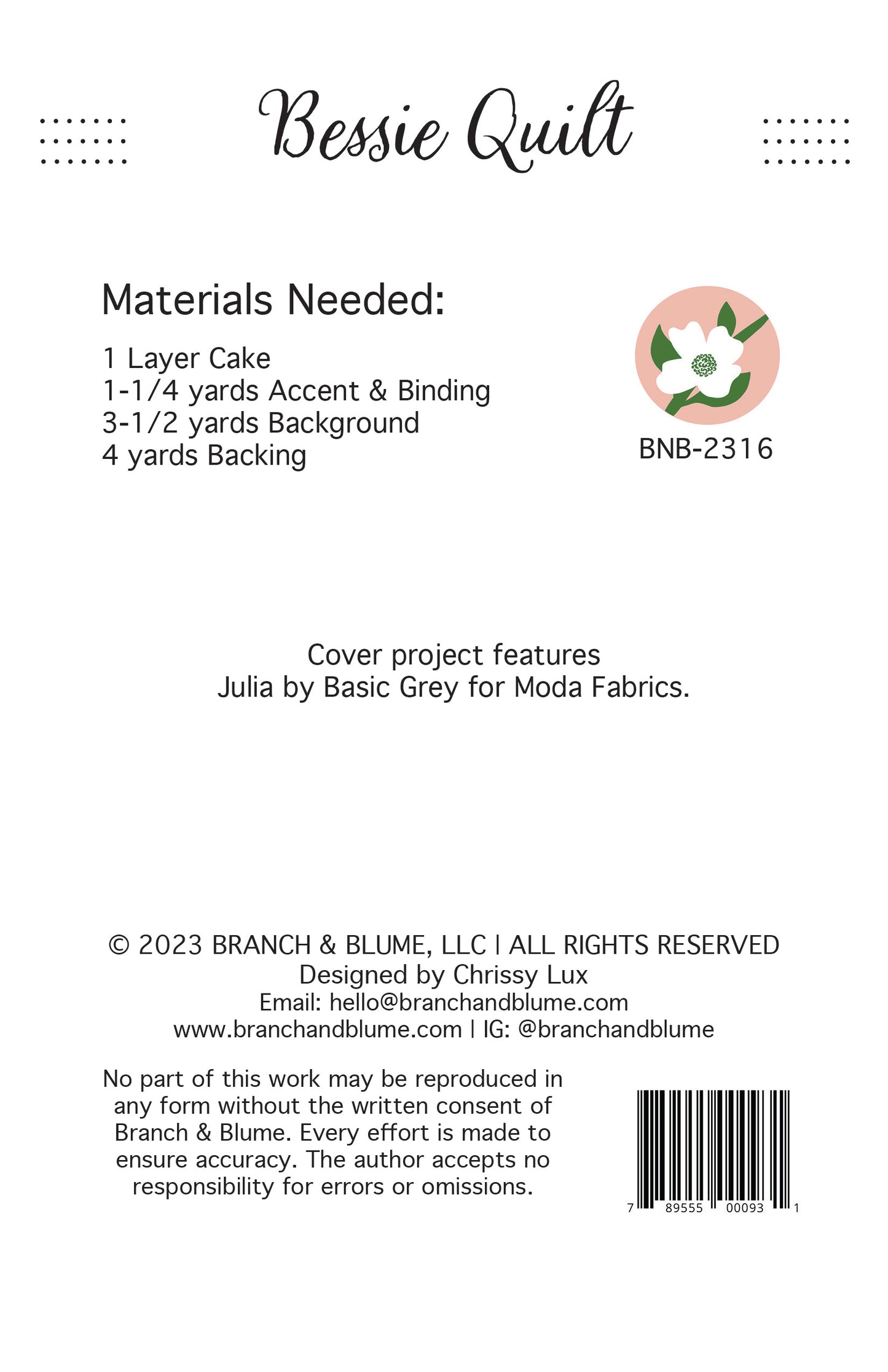 Bessie Quilt Pattern - PDF