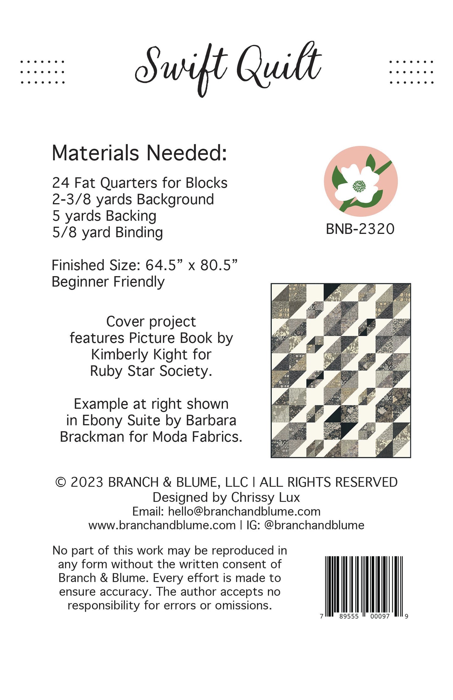 Swift Quilt Pattern - PAPER