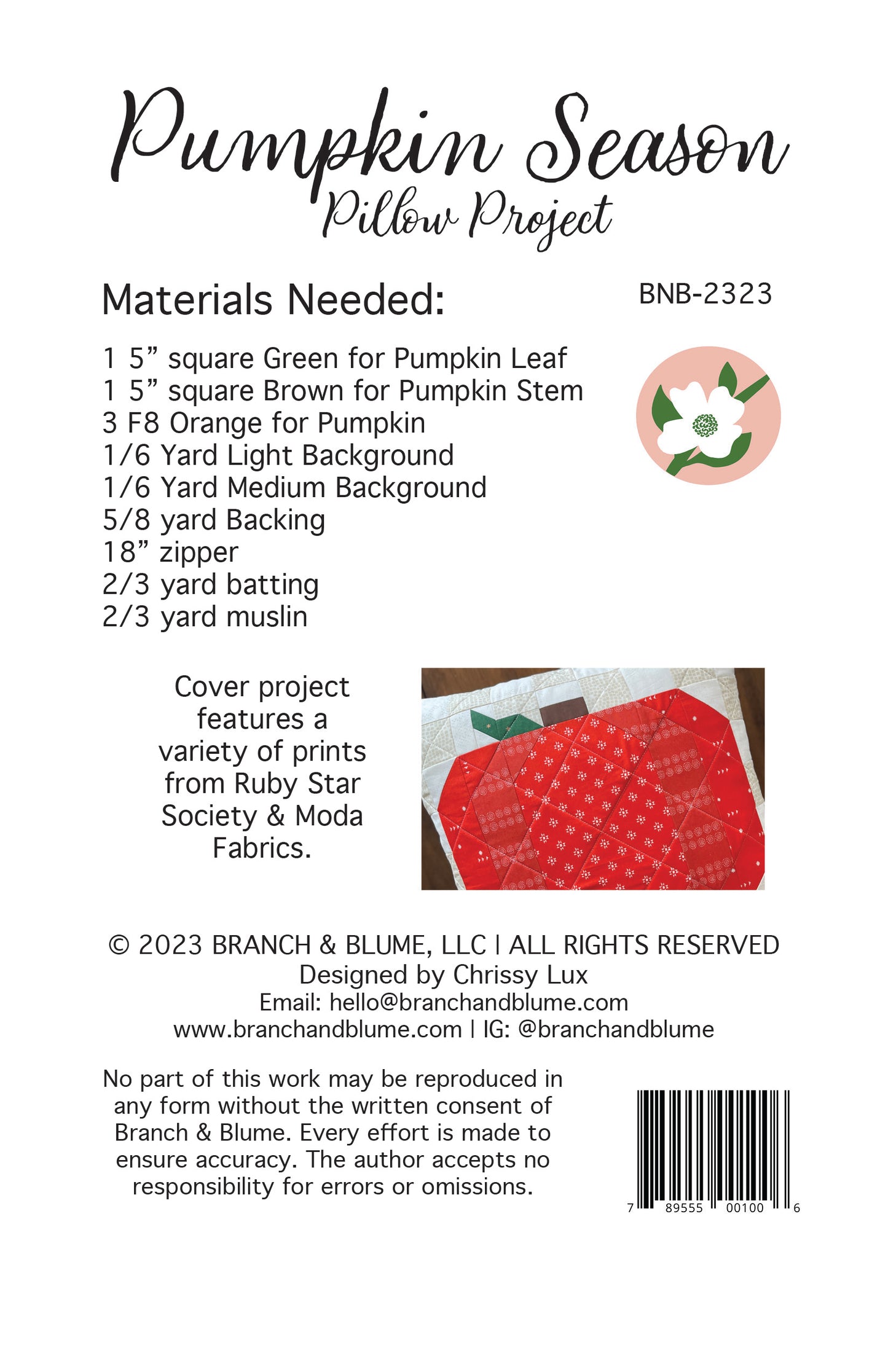 Pumpkin Season Pillow Pattern - PDF