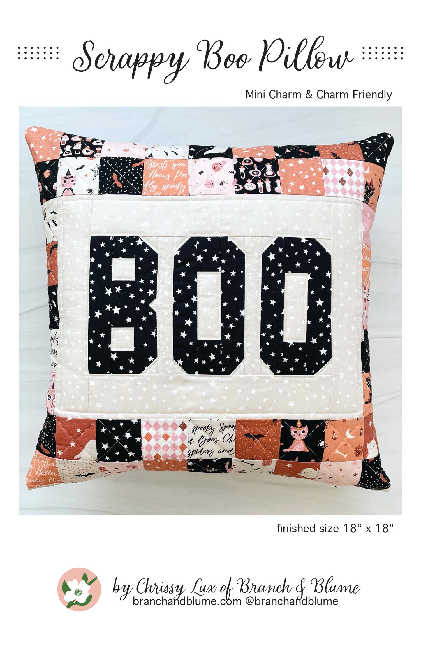 Scrappy Boo Pillow Pattern - PDF