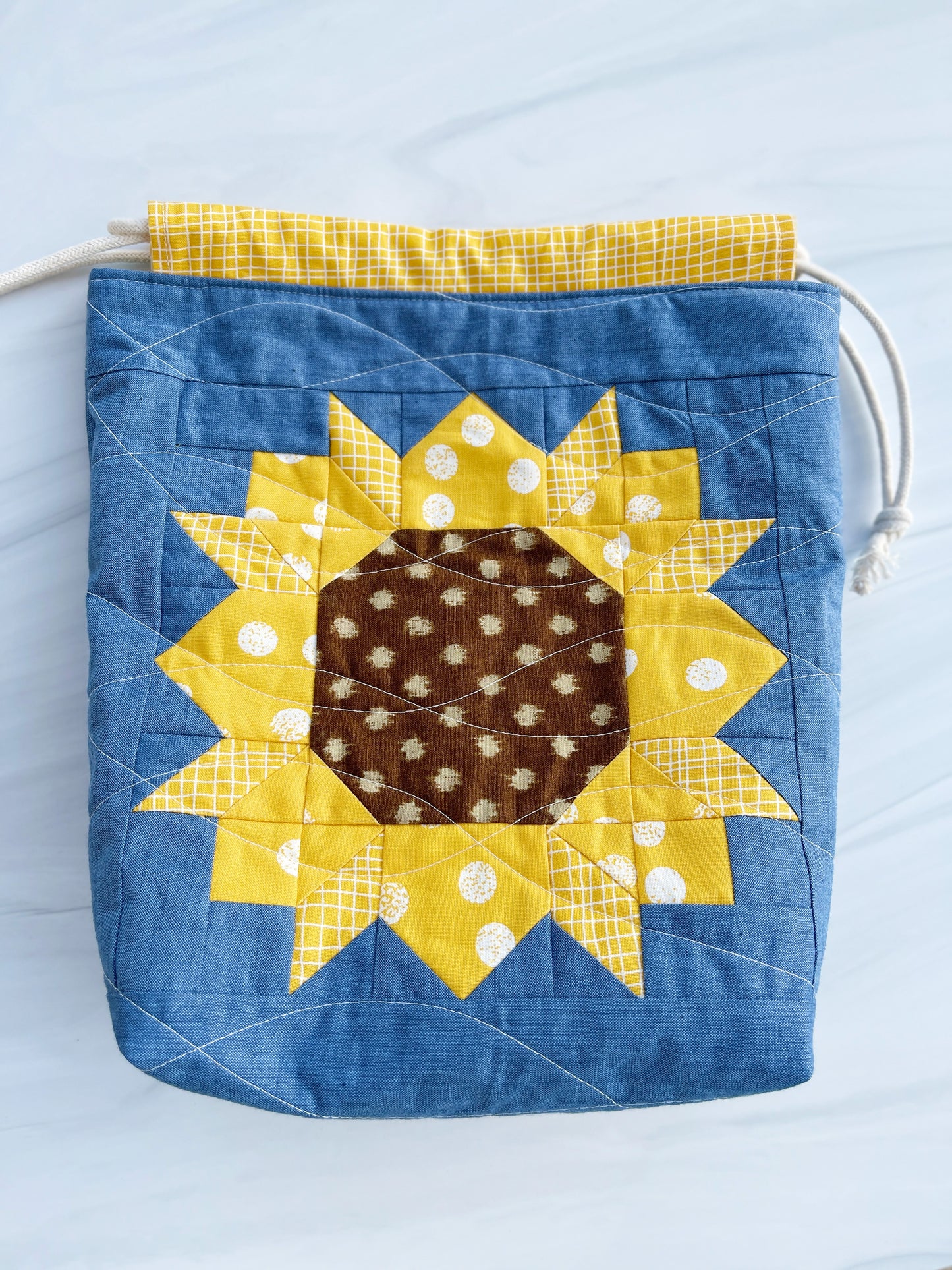 Mini Sunflower Drawstring Bag Pattern - PDF