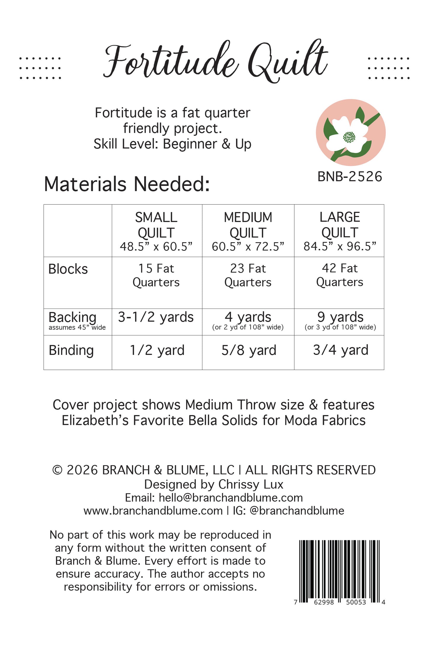 Fortitude Quilt Pattern - PAPER