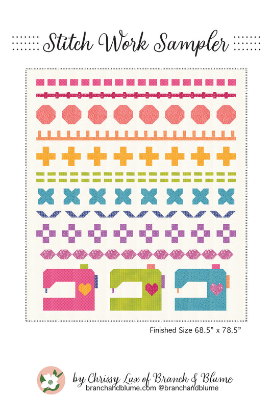Stitch Work Sampler Quilt Pattern - PDF